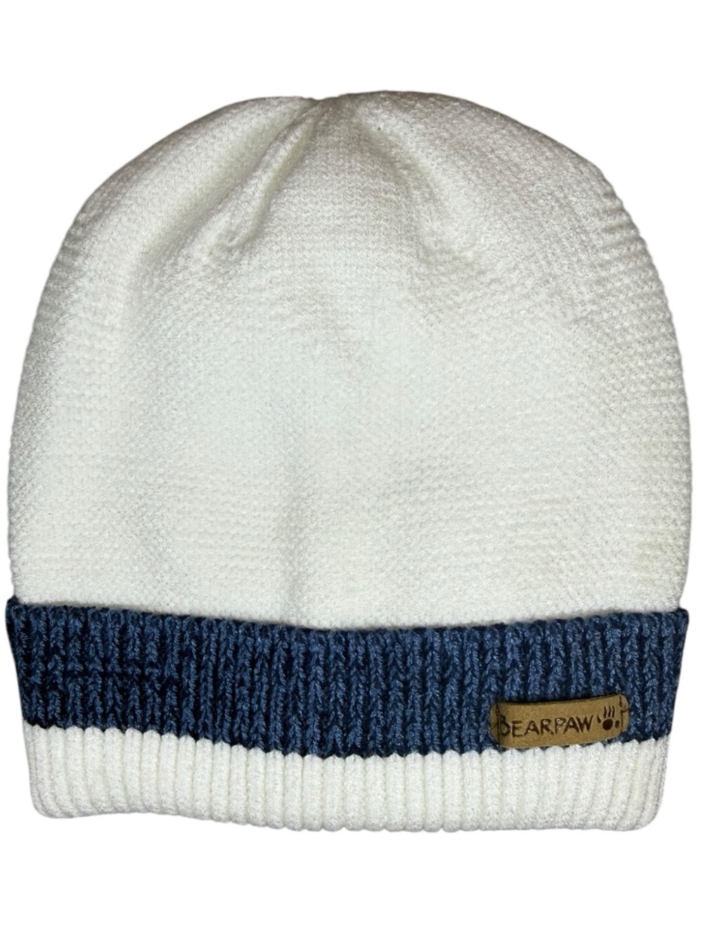 Bearpaw Kids 12-24M Two-Tone White and Navy Knit Beanie Apres Ski Winter Gear